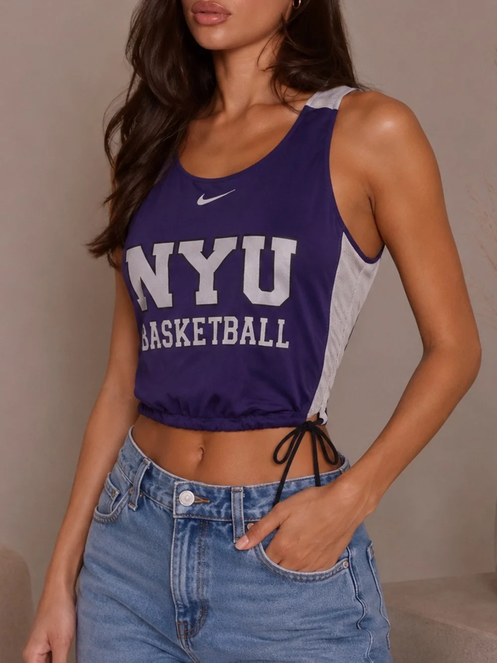 Nike NYU Purple Basketball Cropped Tank Top